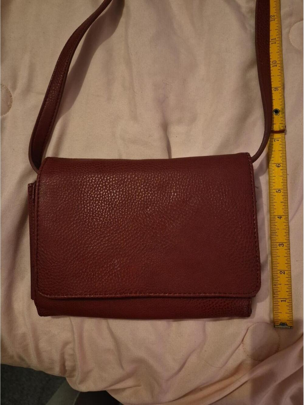 GH Bass Crossbody Purse Clutch Red Wine Pebbled Leather